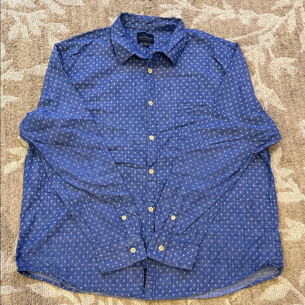 Lucky Brand Men's Casual Blue Dot Shirt